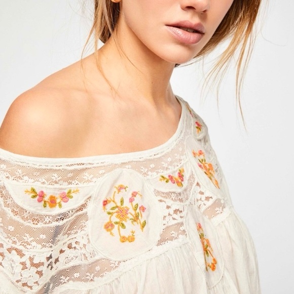 πΊπHPππΊ NWT Free People Secret Garden Lace Blouse - Picture 12 of 14